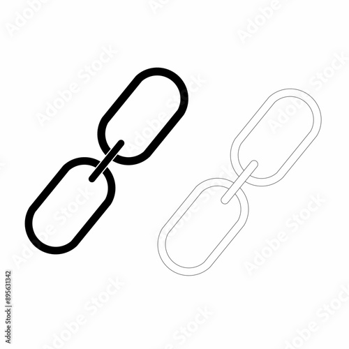 illustration of two black and white chains. white background