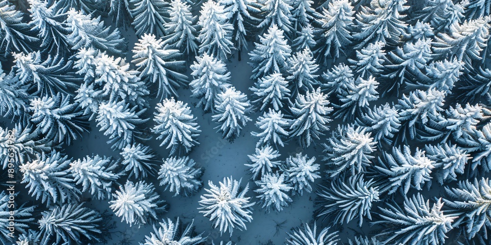 Snow-covered coniferous woodland. Snow-covered coniferous woodland.