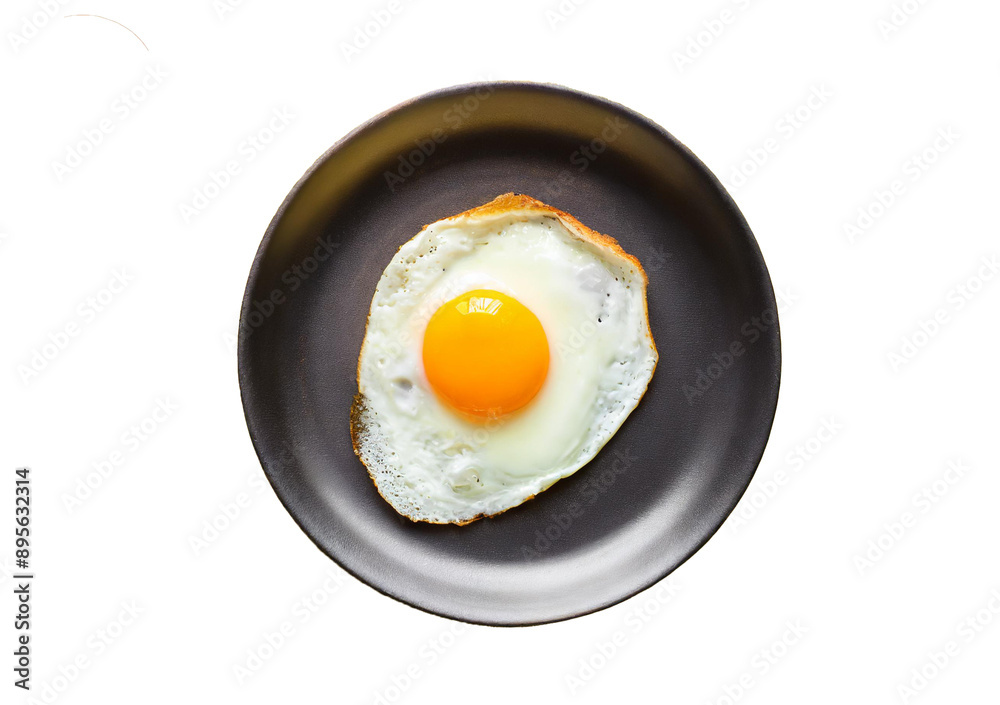 Deliciously cooked fried egg with golden yolk isolated on transparent or white background Deliciously cooked fried egg with golden yolk isolated on transparent or white background