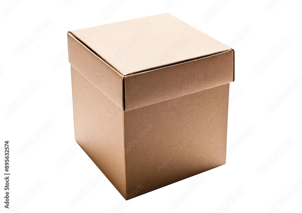 empty closed cardboard box mockup, cut out object with shadow on transparent or white background empty closed cardboard box mockup, cut out object with shadow on transparent or white background