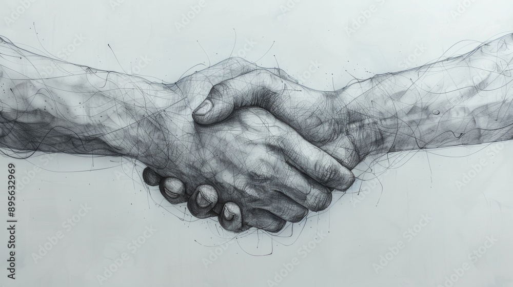 A minimalist line art of a handshake symbolizing business partnership. A minimalist line art of a handshake symbolizing business partnership.