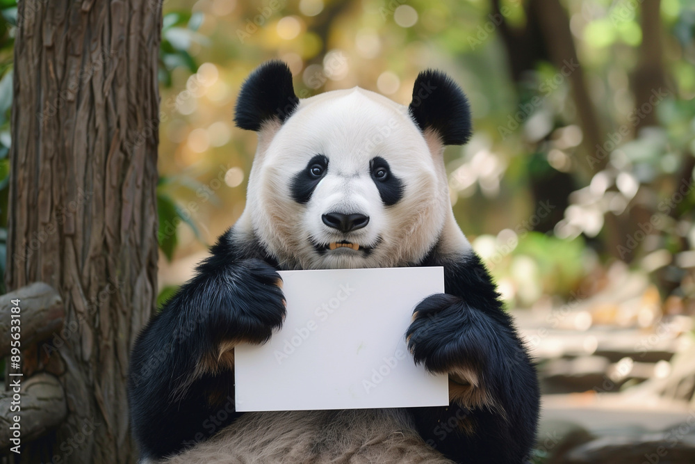 Obraz premium panda with a sign