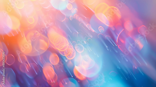 Ethereal bokeh lights in soft pink, orange, and blue hues evoke a dreamy, abstract ambiance, resembling a whimsical light painting.