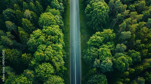 Straight road with green nature background shot 