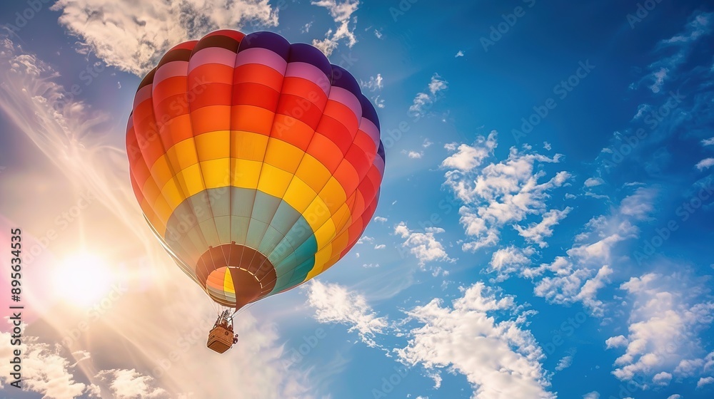 Obraz premium Vibrant Hot Air Balloon Soaring in the Sky