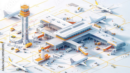 Virtual model of an airport, terminal, and entire service operations