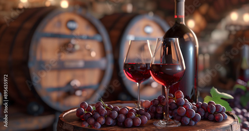 red wine and grapes