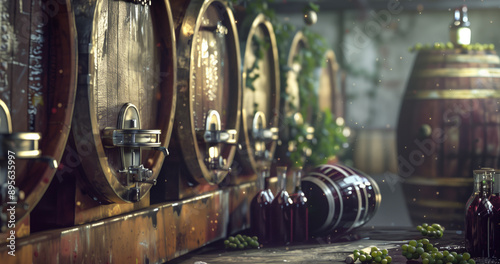 wine cellar with barrels