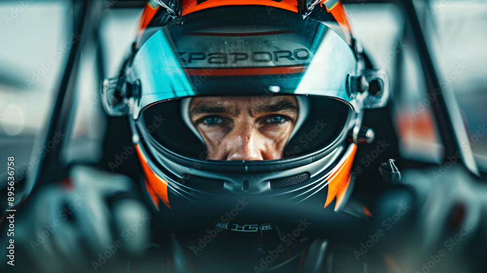 Close-up of Race Car Driver in Helmet Close-up of Race Car Driver in Helmet