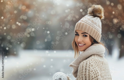 Woman Smiling in Winter Snow