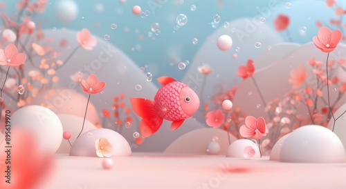 Goldfish Swimming in a Dreamy Landscape