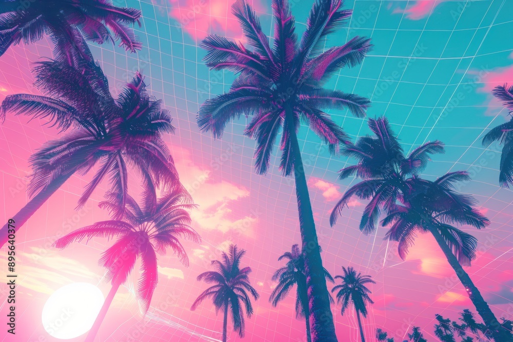 Retro Sunset Palm Trees Retro Sunset Palm Trees