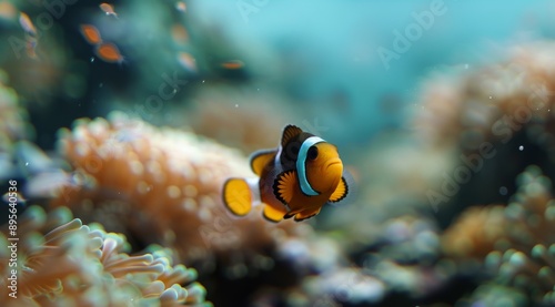 Clownfish Swimming Near Coral