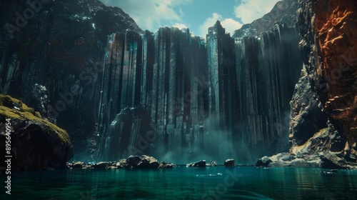A beautiful nature scene featuring towering