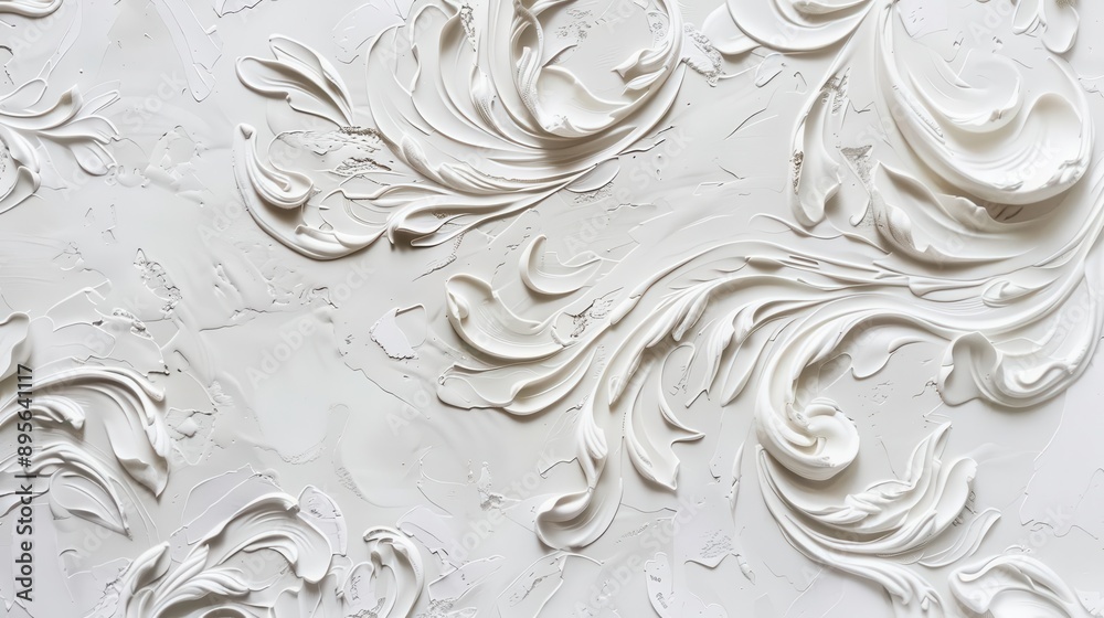 closeup of textured white plaster wall with intricate swirls and patterns soft shadows highlighting depth closeup of textured white plaster wall with intricate swirls and patterns soft shadows highlighting depth