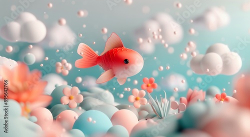 Goldfish Swimming in a Dreamy Landscape