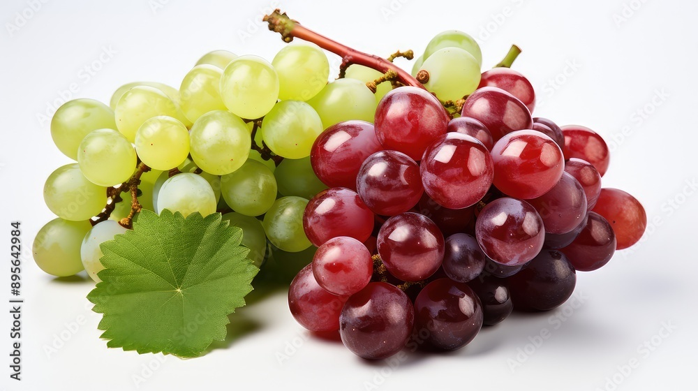 Fototapeta premium green and red grape isolated on white