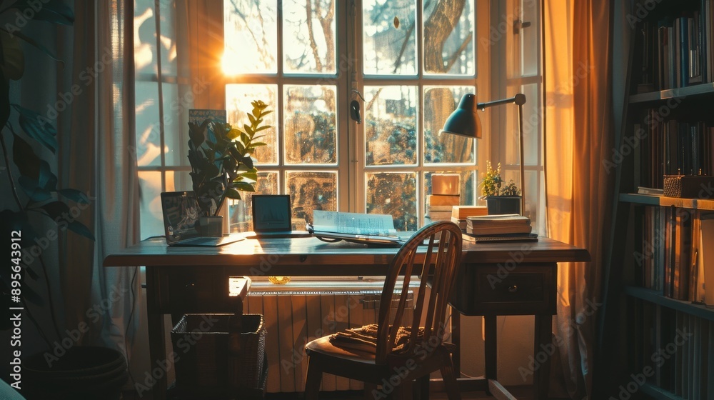 Professional Photo of Study Desk Facing the Window Professional Photo of Study Desk Facing the Window