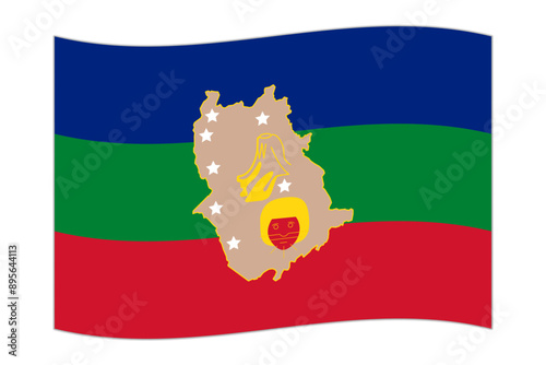 Waving flag of Amazonas State , administrative division of Venezuela. Vector illustration. photo