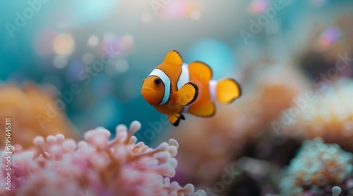 Clownfish Swimming Near Coral