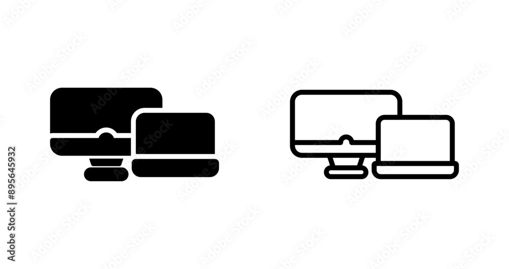Laptop with desktop comput Vector Icon Laptop with desktop comput Vector Icon