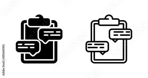 Clipboard with speech bubb Vector Icon photo