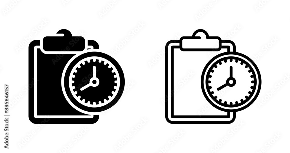 Clipboard with clock Vector Icon Clipboard with clock Vector Icon