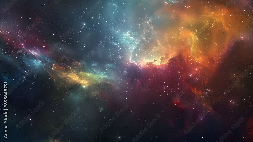 Abstract Cosmic Scene: An abstract background depicting a cosmic scene with stars, nebulae, and galaxies.
