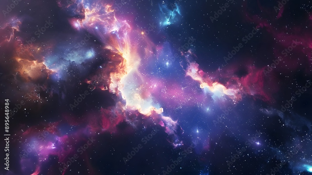 Abstract Cosmic Scene: An abstract background depicting a cosmic scene with stars, nebulae, and galaxies.
