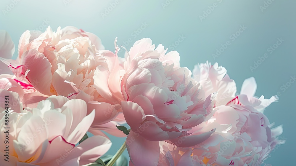 Close-up bouquet of stylish pink peonies, showcasing delicate flower petals, perfect for a floral greeting card or wallpaper, pastel background Close-up bouquet of stylish pink peonies, showcasing delicate flower petals, perfect for a floral greeting card or wallpaper, pastel background