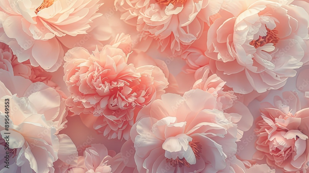 Close-up of pink peonies with delicate petals, ideal for floral greeting cards or pastel wallpaper backgrounds Close-up of pink peonies with delicate petals, ideal for floral greeting cards or pastel wallpaper backgrounds