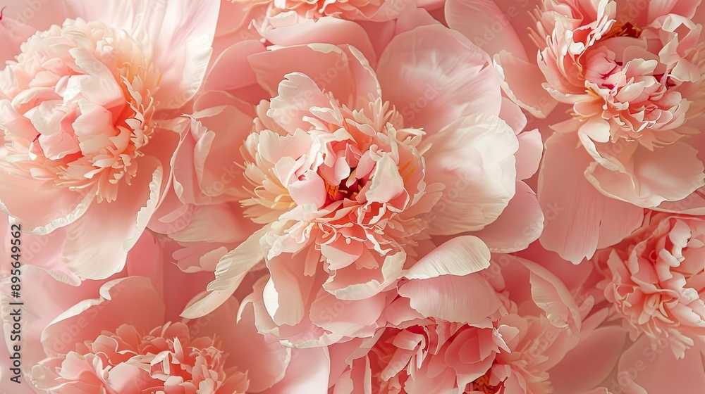 Close-up of elegant pink peonies, showcasing intricate petals, perfect for a floral greeting card or pastel wallpaper background Close-up of elegant pink peonies, showcasing intricate petals, perfect for a floral greeting card or pastel wallpaper background