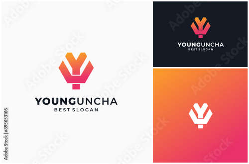 Initial Letter YU UY Monogram Modern Simple Geometric Vector Logo Design Illustration