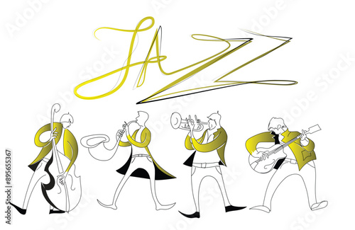 Music bands jazz lines  gold color