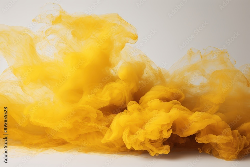 Abstract Yellow Ink Swirl, gold ink smoke, gold cloud