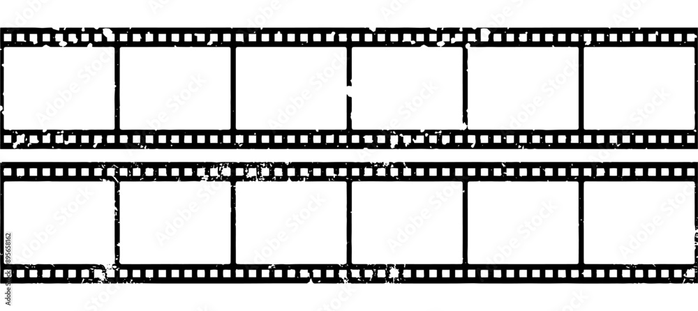 Grunge black film strip set isolated on white background vector illustration Grunge black film strip set isolated on white background vector illustration