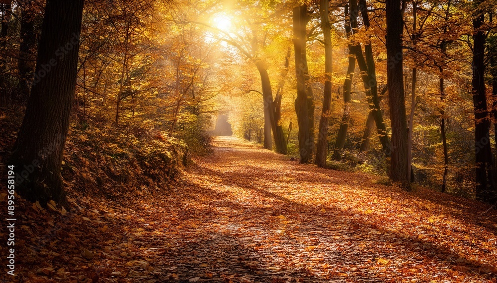 Fototapeta premium Sunlight filters through dense leaves, creating dappled patterns. Mosquitoes buzz incessantly. Deer graze in secluded meadows. 
