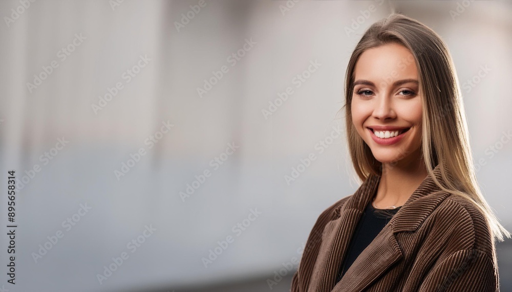 A confident woman smiling, showcasing elegance and style in a modern urban setting. Perfect for fashion or lifestyle themes. A confident woman smiling, showcasing elegance and style in a modern urban setting. Perfect for fashion or lifestyle themes.