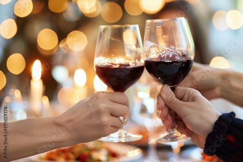 Friends Toasting Wine at Dinner