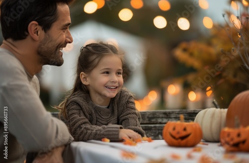 Girl Laughing at Halloween Dinner