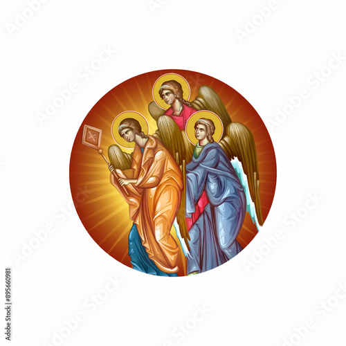 Angels. Christian illustration in Byzantine style 