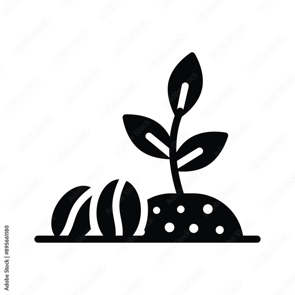 A plant with coffee beans depicting concept icon of coffee plant A plant with coffee beans depicting concept icon of coffee plant