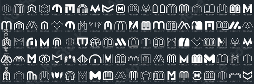 Mega logo collection, Abstract letter M logo design. icons for business
