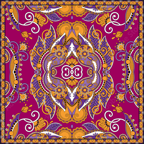 Elegant abstract Seamless Motif Paisly Bandahna pattern on dark pink background. Floral  paisley digital textile design used for carpet, shawl, pillow, cushion square pattern design style for Print.
