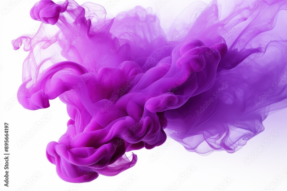 Purple Ink in Water Abstract Art,purple smoke on a white background Purple Ink in Water Abstract Art,purple smoke on a white background