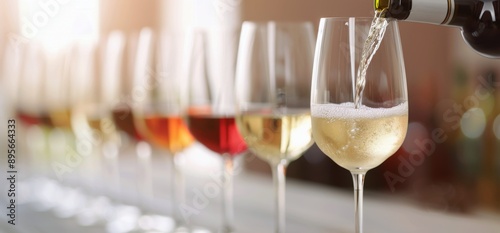 Wine Pouring Into Glasses