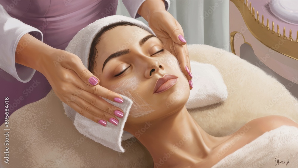 A woman getting a facial treatment in the beauty salon, AI A woman getting a facial treatment in the beauty salon, AI