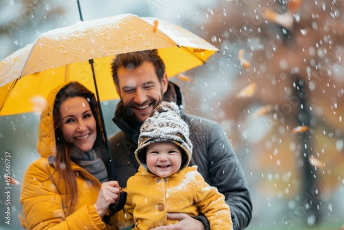 Family Enjoying Snowy Day