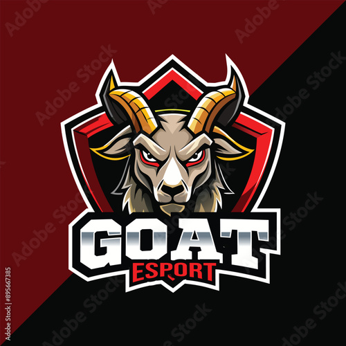 Goat Esport mascot logo design with shield