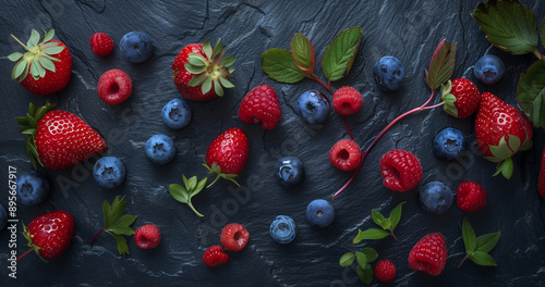 strawberries and blueberries